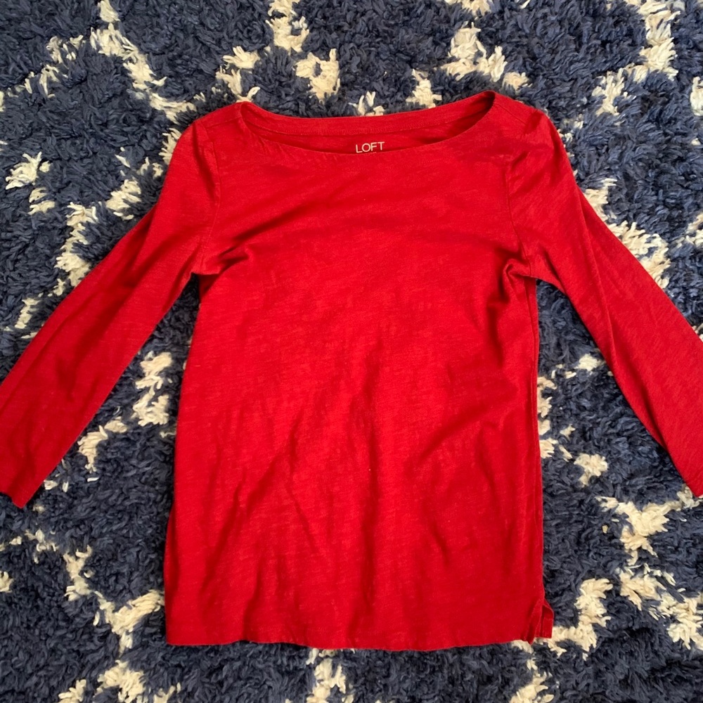 Deep Red Loft 3/4 Sleeve Shirt